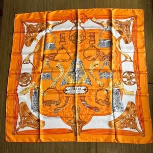Hermes Silk Scarf Carre 90 Etriers Signature Orange